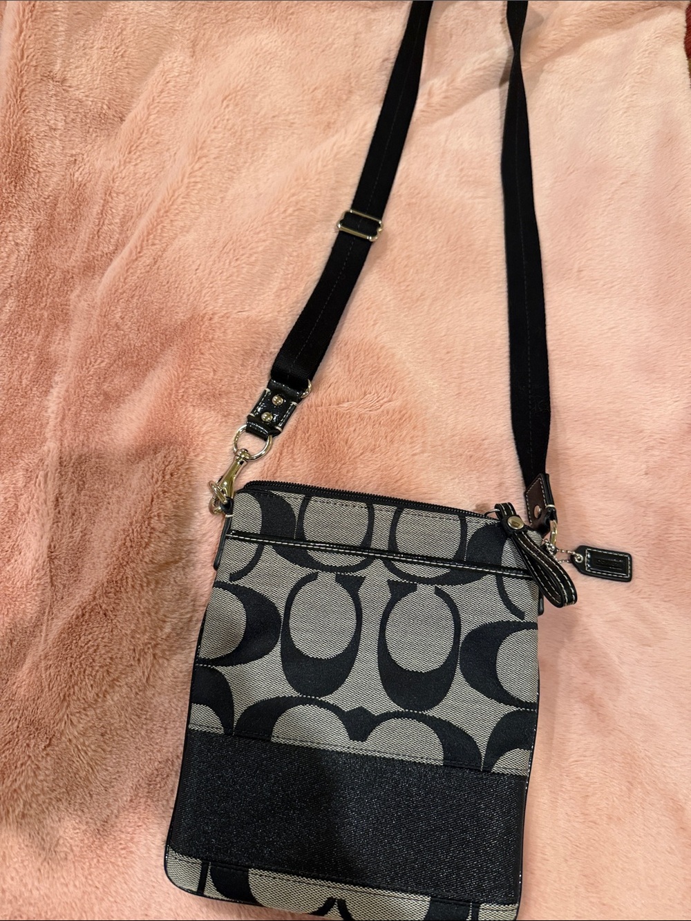 Coach Black & Gray Signature Canvas Crossbody